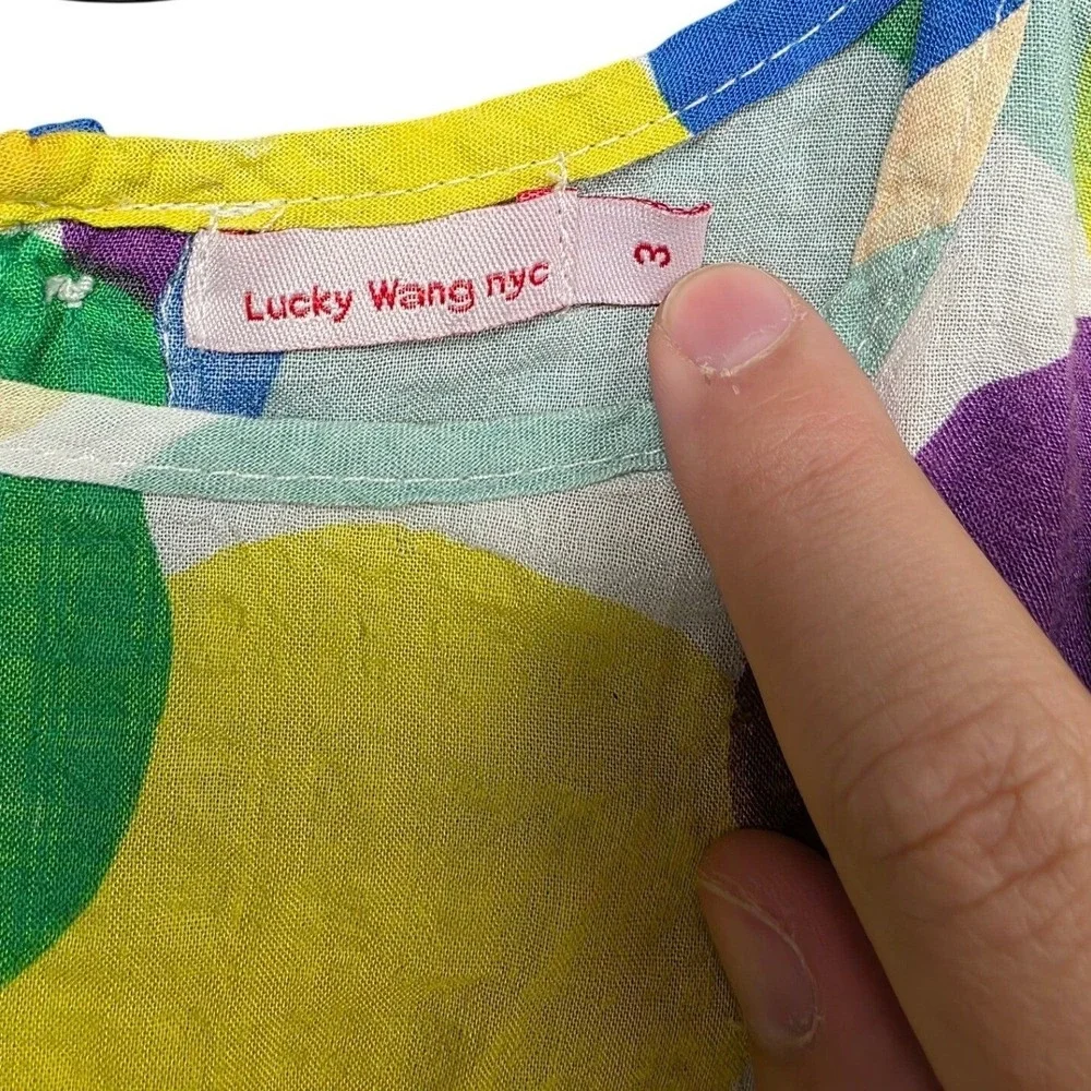 Lucky Wang nyc Dress Girls Size 3 Multicolor Polka Dot Bright Colorful Designer